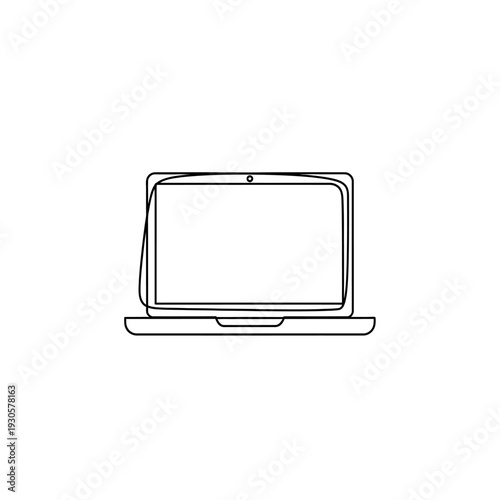 Minimalist Line Art Illustration of a Laptop Computer for Technology and Work Themes