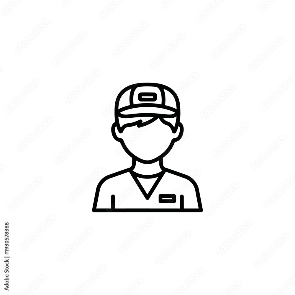 Fototapeta premium Minimalist Line Art Illustration of a Person Wearing a Cap and Casual Clothing