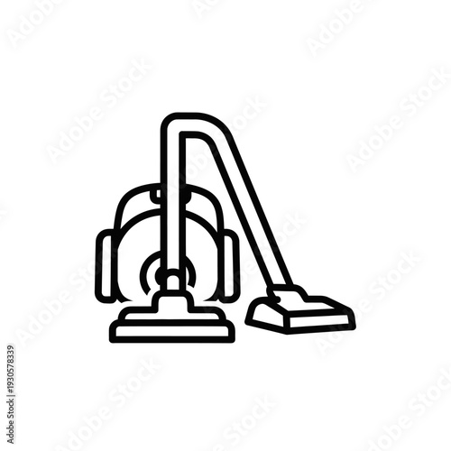 Minimalist Line Art Illustration of a Modern Vacuum Cleaner for Home Cleaning