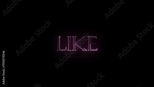 like button text neon color animation. abstract social media like button rectangle animated.