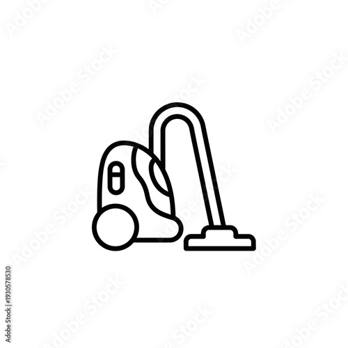 Minimalist Line Art Illustration of a Vacuum Cleaner and Dustbin