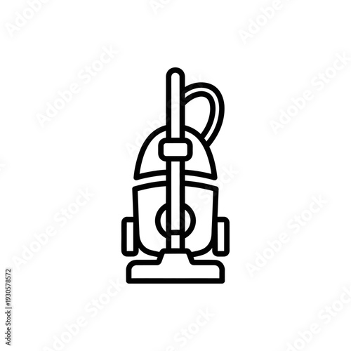 Minimalist Line Art Illustration of a Vacuum Cleaner for Household Cleaning