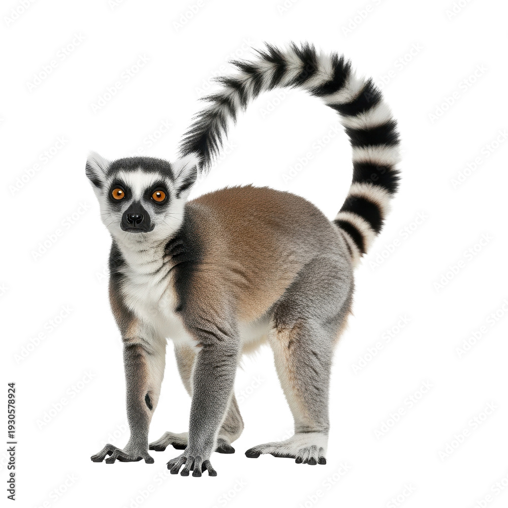 Fototapeta premium Ring Tailed Lemur Isolated Black Background