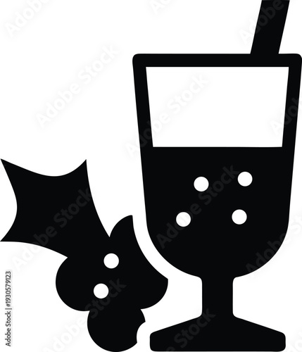 glass of eggnog silhouette vector illustration on transparent background