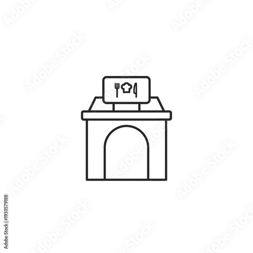 Minimalist Line Art of a Restaurant Serving Food and Drinks Icon