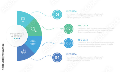 Vector infographic label design with circle infographic template design and 4-5-6 options or steps. Can be used for process diagram, presentations, workflow layout, banner, flow chart, info graph