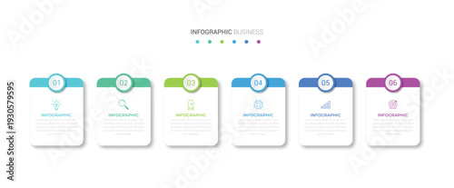 Vector Infographic design with icons and 6 options or steps. Infographics for business concept. Can be used for presentations banner, workflow layout, process diagram, flow chart, info graph