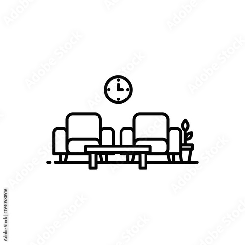 Minimalist Living Room Scene with Modern Furniture and Wall Clock