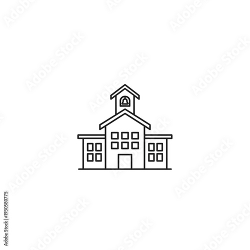 Minimalist School Building Illustration with Classic Architectural Design