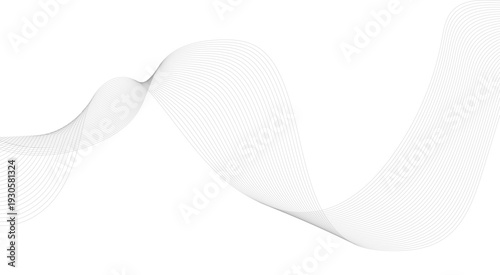 Abstract grey, white smooth element swoosh speed wave modern stream background. Wave with lines created using blend tool. Abstract frequency sound wave lines and twisted curve lines background.
