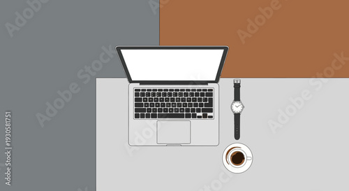 Laptop Computer on Desk with Coffee.