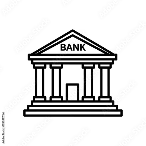 Modern Bank Building Icon Illustration for Financial Services and Banking Sector