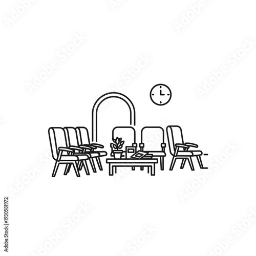 Modern Conference Room with Multiple Chairs and Wall Clock for Business Meetings