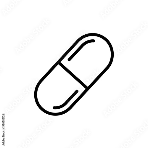 Minimalistic Line Art Illustration of a Capsule Pill for Medical and Health Concepts