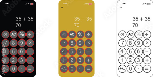 A set of black electronic mobile phone vector illustrations showcasing wireless communication technology and digital connection buttons for business and personal use