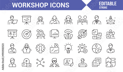 Business Education and Productivity Outline Icons