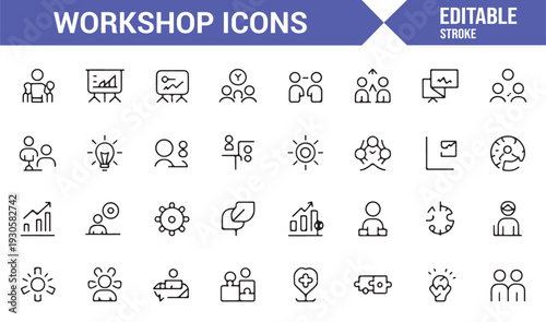 Corporate Workshop and Conference Outline Icons
