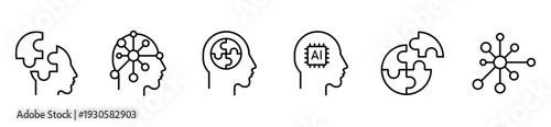Neural Network and Cognitive Science Silhouette Icons