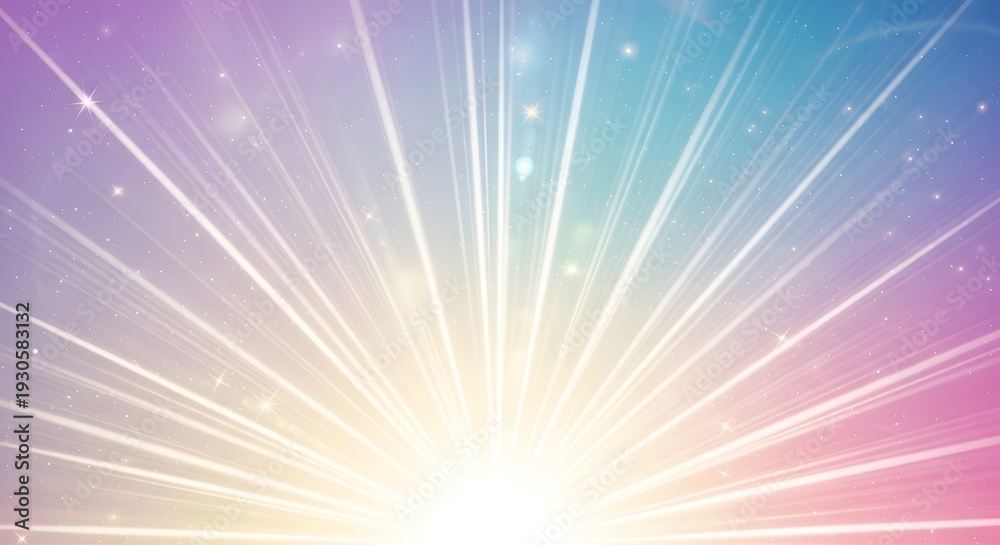 Fototapeta premium Vibrant radiant light explosion with colorful gradient background