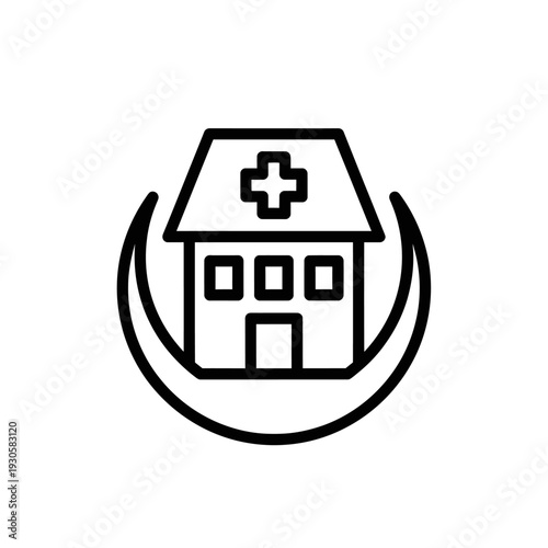 Modern Medical Clinic Building Icon for Healthcare and Medical Services