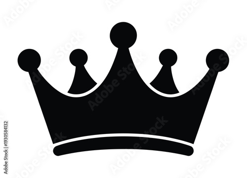 Crown Icon Black Silhouette Bold Outline Vector
