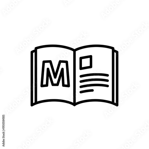 Open Book with Markdown Icon Illustration for Educational and Digital Content