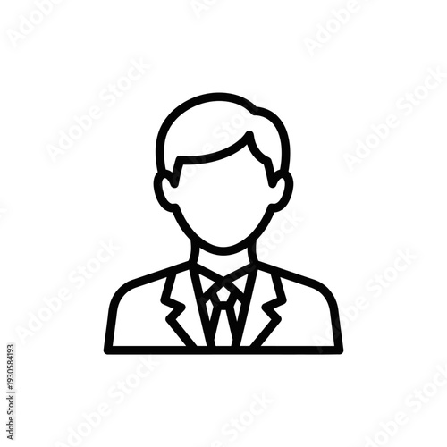 Professional Businessman Icon in a Minimalist Line Art Style for Corporate Use