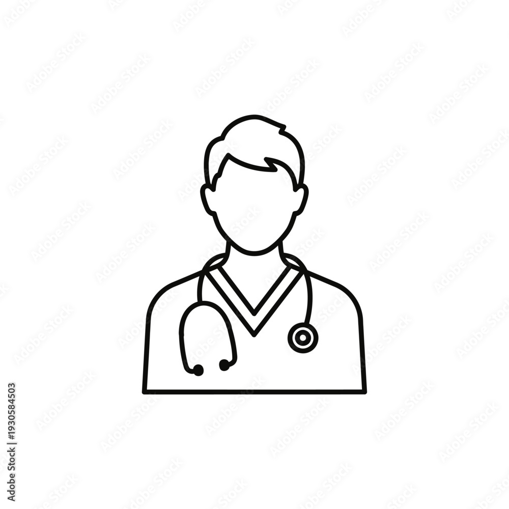 Fototapeta premium Professional Medical Practitioner Illustration Featuring Doctor with Stethoscope