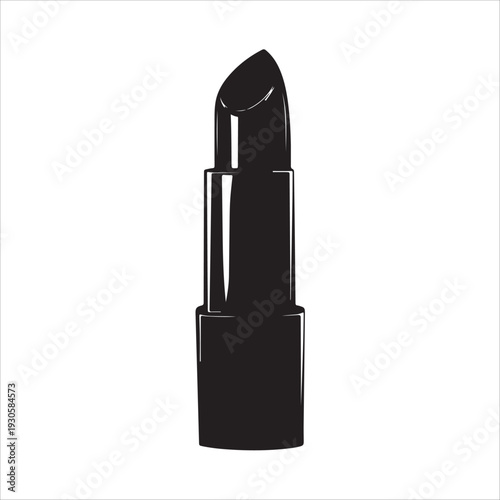 A simple black silhouette icon of an open lipstick tube.