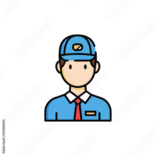 Professional Illustration of a Retail Store Employee Wearing Uniform and Cap