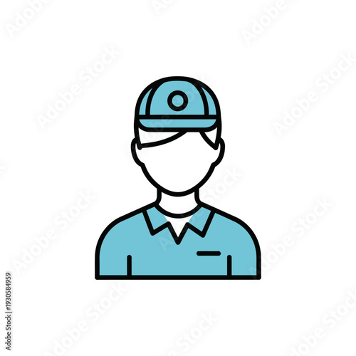 Professional Illustration of a Service Worker Wearing a Safety Helmet and Uniform