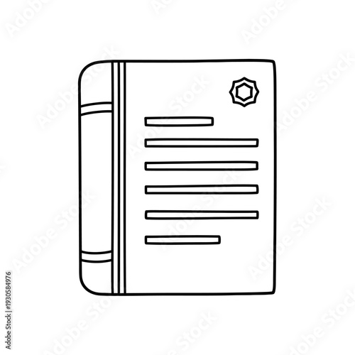 Professional Illustration of a Traditional Hardcover Book with a Seal