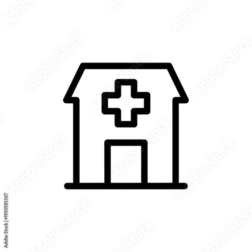 Simple Hospital Building Icon Representing Healthcare Facility Services