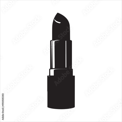 A simple black silhouette icon of an open lipstick tube.