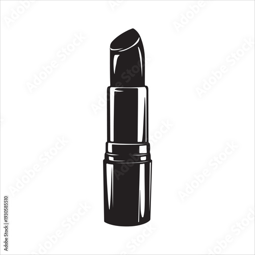 A simple black silhouette icon of an open lipstick tube.