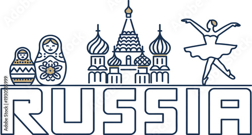 Russia Travel Landmark and Culture Vector Illustration