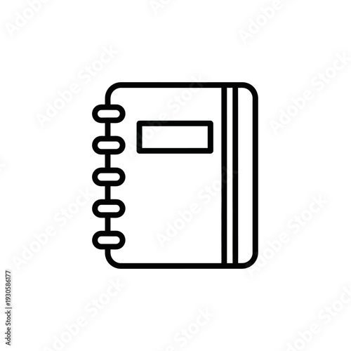 Simple Black and White Notebook Icon for Creative or Educational Use