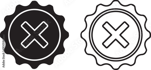 Two Red Cross Icons One Solid Black One Outline mark