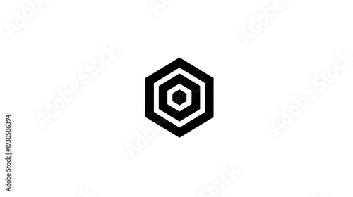 A simple, geometric black icon featuring multiple hexagon shapes nested within one another