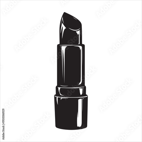 A simple black silhouette icon of an open lipstick tube.
