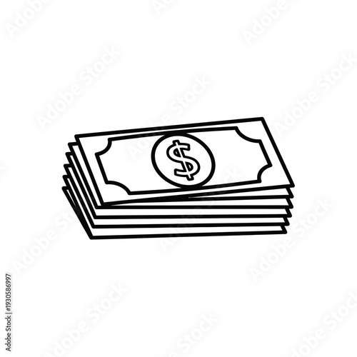 Stylized Money Stack Illustration Showing Financial Growth and Investment