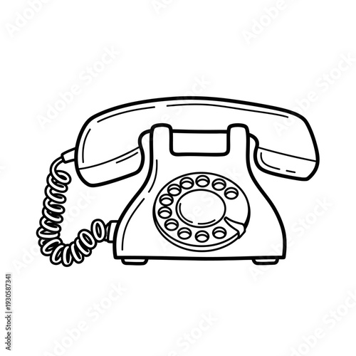 Vintage Rotary Landline Telephone with Coiled Cord for Classic Communication