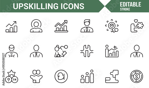 E-Learning and Career Advancement Outline Symbols