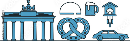 German Culture and Tourism Flat Vector Illustration