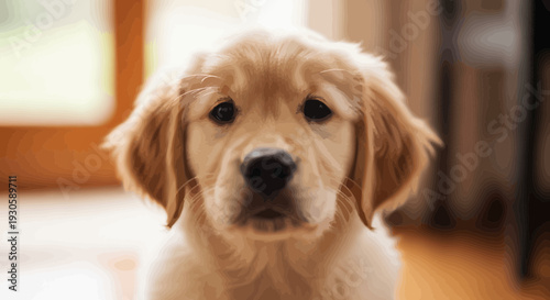 golden retriever puppy portrait, adorable young dog