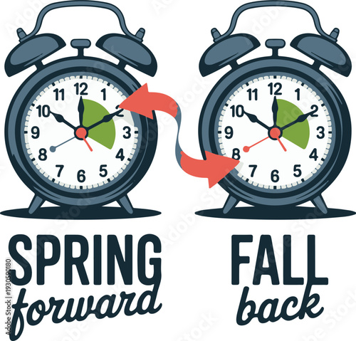 Daylight Saving Time Spring Forward Alarm Clock Illustration