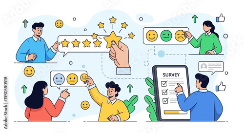 customer feedback survey concept, rating experience, online review