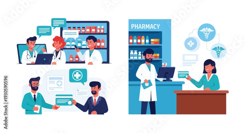 pharmacy healthcare online consultation, medical support, prescription, medicine