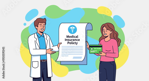 Doctor presenting medical insurance policy to a patient