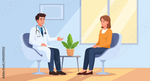 Doctor consulting patient in office, medical appointment, healthcare concept